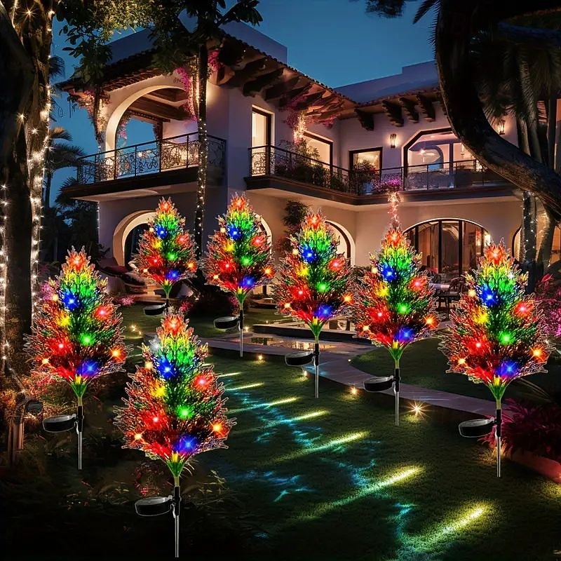 Solar Powered LED Lawn Light - Multicolor Stake for Garden Patio Walkway Outdoor and New Year Holiday Landscape Decoration 1/2Pcs