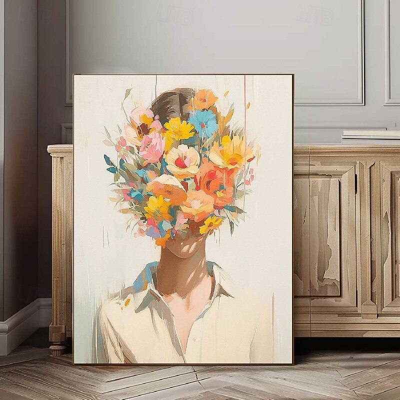 100% Handpainted  Abstract Palette knife girl  painting wall art Handmade textured face of girl painting handpainted figurative oil painting wall art face Oil painting wall decorative painting room3