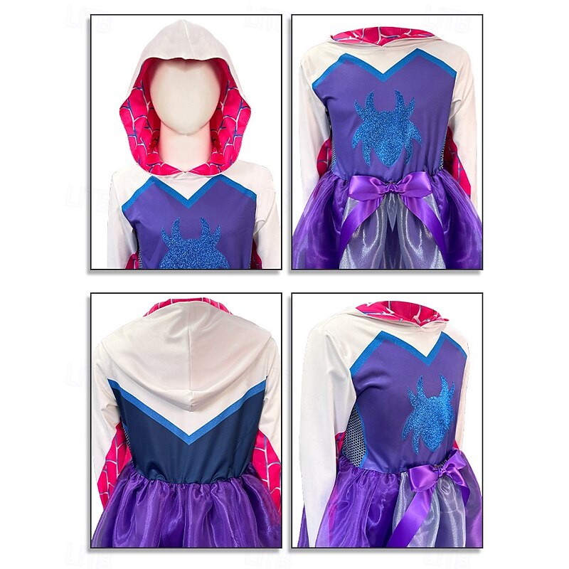 Spider Superhero Gwen Halloween Dress Outfits Sexy Costume Kid's Girls' Carnival Party Easy Halloween Costumes Dress Up4