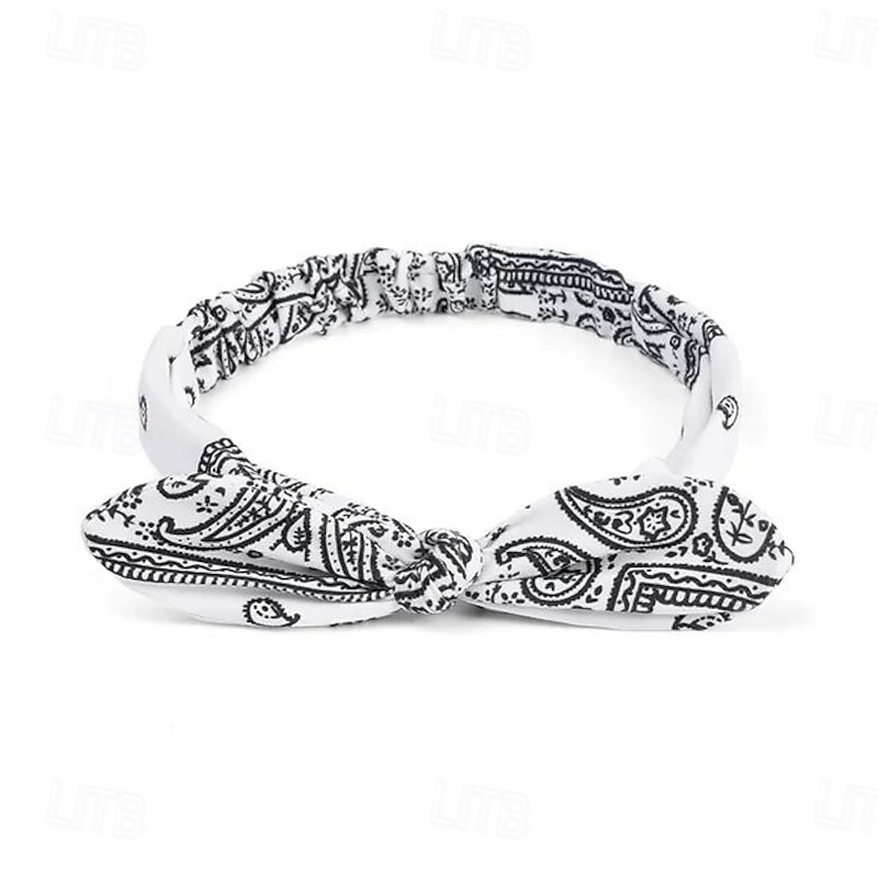 1 PC elastic paisley bandana knot headbands rabbit ear bow headband turban headwraps hair band for women girls4