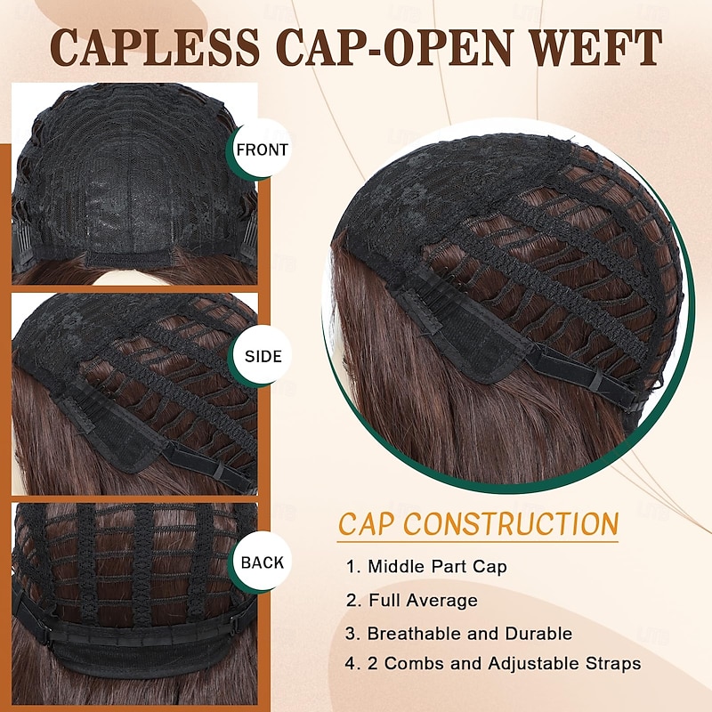 Chocolate Brown Wigs for Women 30 Inch Long Wavy Wig Glueless Middle Part Curly Wavy Wigs Natural Looking Heat Resistant Synthetic Wig for Halloween Christmas Daily Cosplay Party Use3