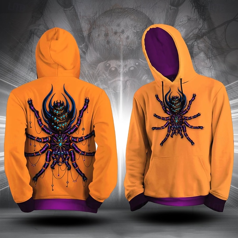 Spider Hoodie Pullover Halloween 3D Front Pocket Graphic Kings Day For Couple's Men's Women's Adults' Halloween Carnival Masquerade 3D Print Party Casual Daily