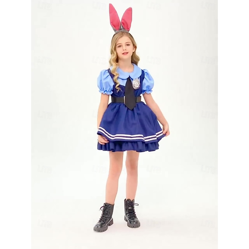 Judy Hopps Dress Cosplay Costume Cosplay Movie Cosplay for Girls' Kid's Masquerade Party / Evening3