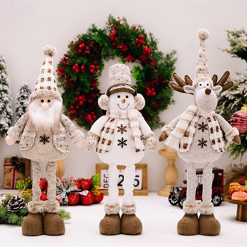 Christmas Stretchable Figurines, Christmas Decoration Xmas Party Santa, Snowman, and Reindeer Expandable Dolls for Holiday Atmosphere