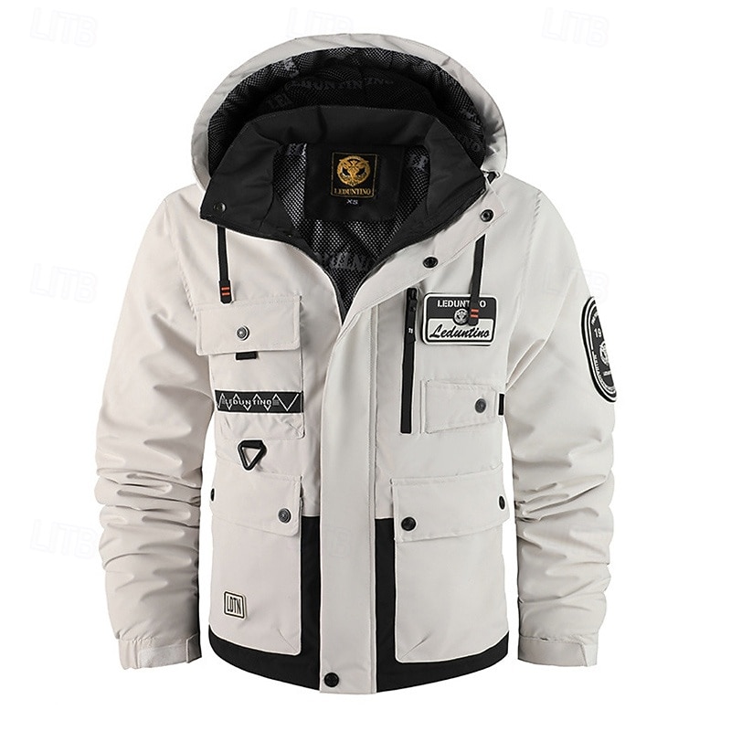 Men's Outdoor Jacket Winter Coat Raincoat Pocket Waterproof Polyster Daily Wear Date Vacation Regular Fashion Casual Comfortable Thermal Warm Waterproof Fall & Winter Solid / Plain Color Blue Orange2