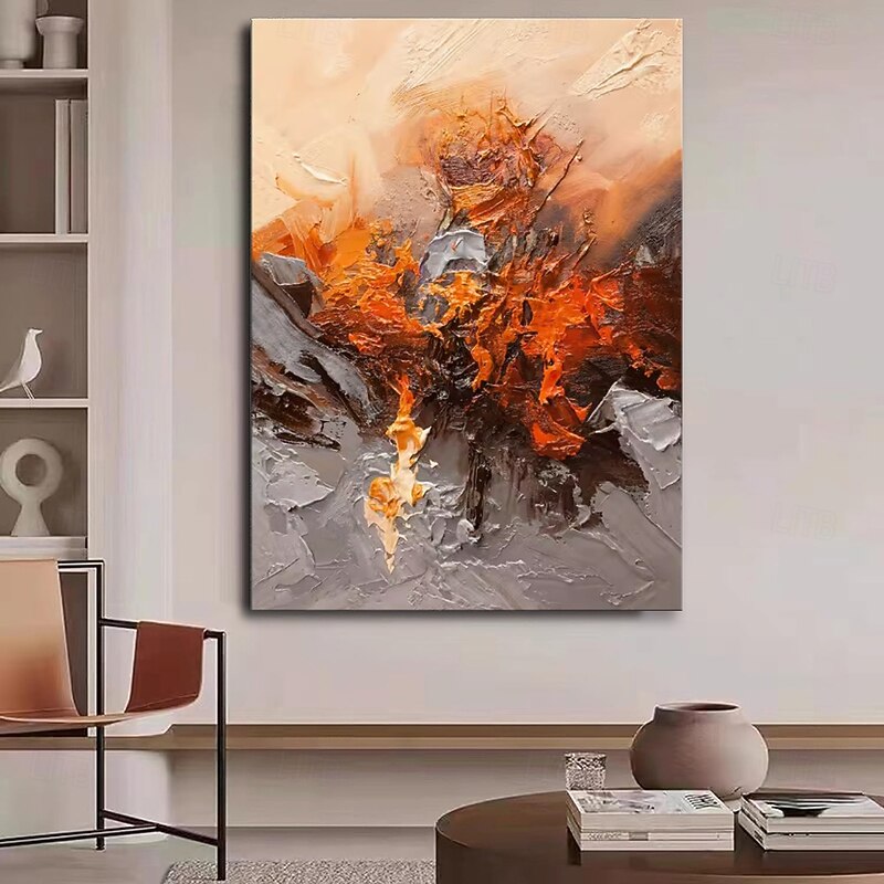 Handmade Oil Paintings Canvas Wall Art Decoration Modern Orange Abstract Texture for Home Decor Rolled Frameless Unstretched Painting