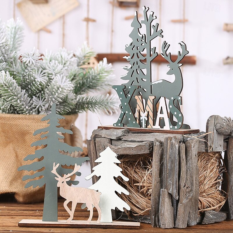 Christmas Wooden Decor Decoration, DIY Reindeer and Xmas Tree Decorations, Creative Holiday Decor for Party3
