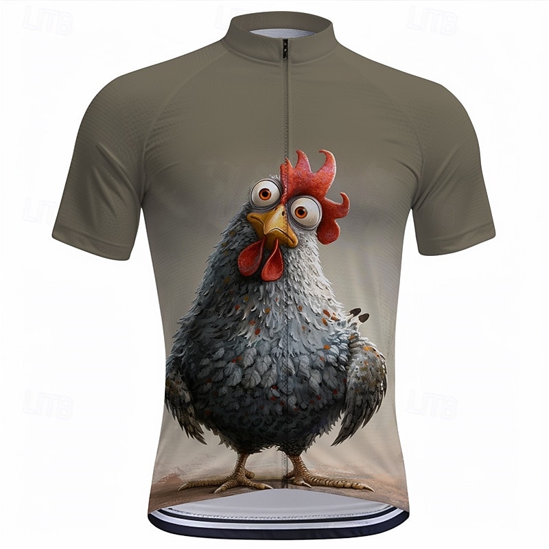 Men's Cycling Jersey Animal Cartoon Short Sleeve Bike Tee Tshirt Top with 3 Rear Pockets Mountain Bike MTB Road Bike Cycling Quick Dry Front Zipper Wicking Sports Dark Grey Dark Gray Brown Clothing3