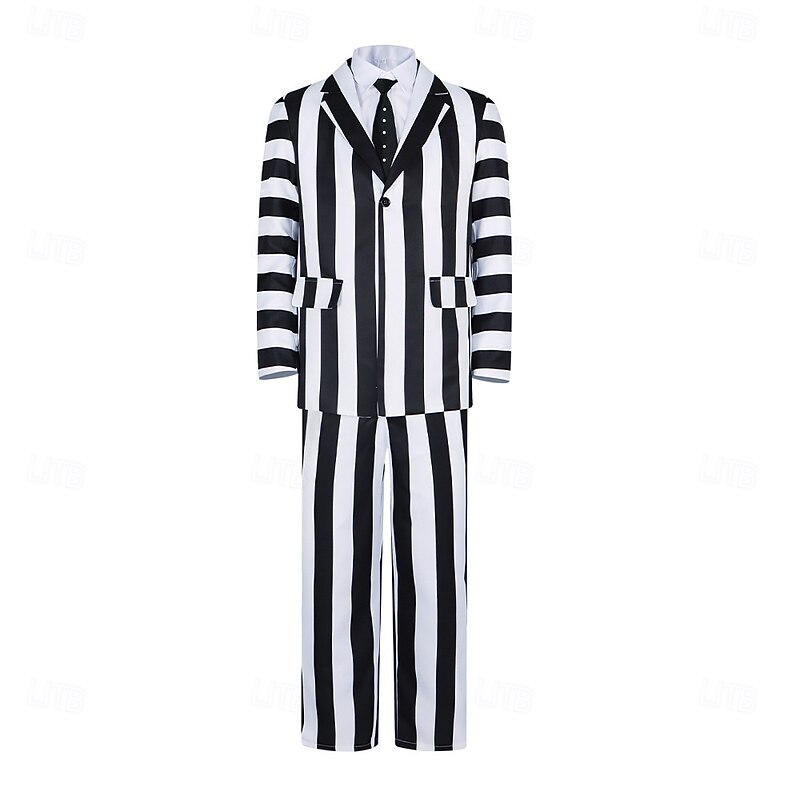 Beetlejuice 2023 Horror Movie Beetlejuice Outfits Suits & Blazers Men's Movie Cosplay Cosplay Carnival Performance Party2