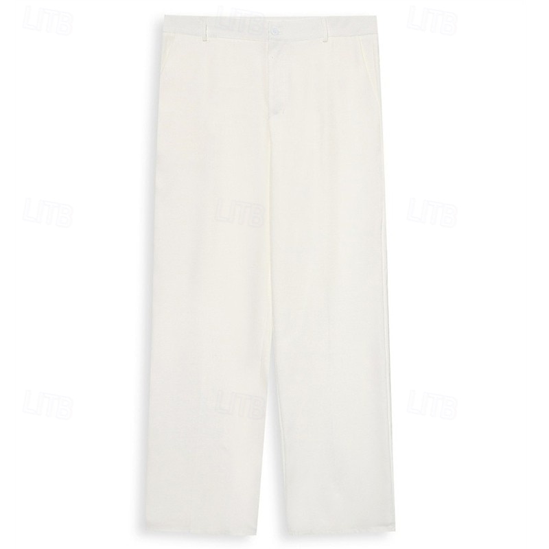 Men's Trousers Dress Pants Suit Pants Buttons Front Pocket Straight Leg Plain Comfort Soft Full Length Business Daily Holiday Fashion Chic & Modern Black White4