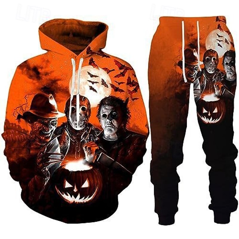 Halloween Michael Myers Pants Outfits Hoodie Print Graphic For Couple's Men's Women's Adults' Halloween Carnival Masquerade 3D Print Casual Daily3