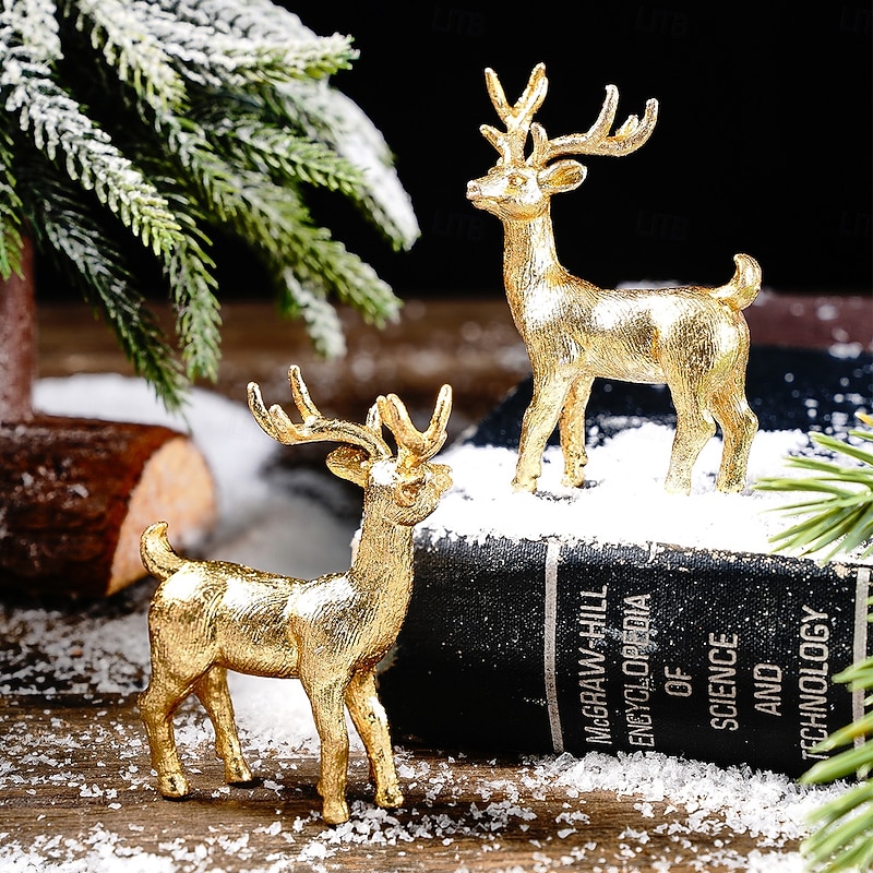 3PCS Miniature Resin Reindeer Decor, Family Gardening Ornaments, 2-Inch Cute Christmas Decorations for Miniature Fairy Gardens and Holiday Displays4