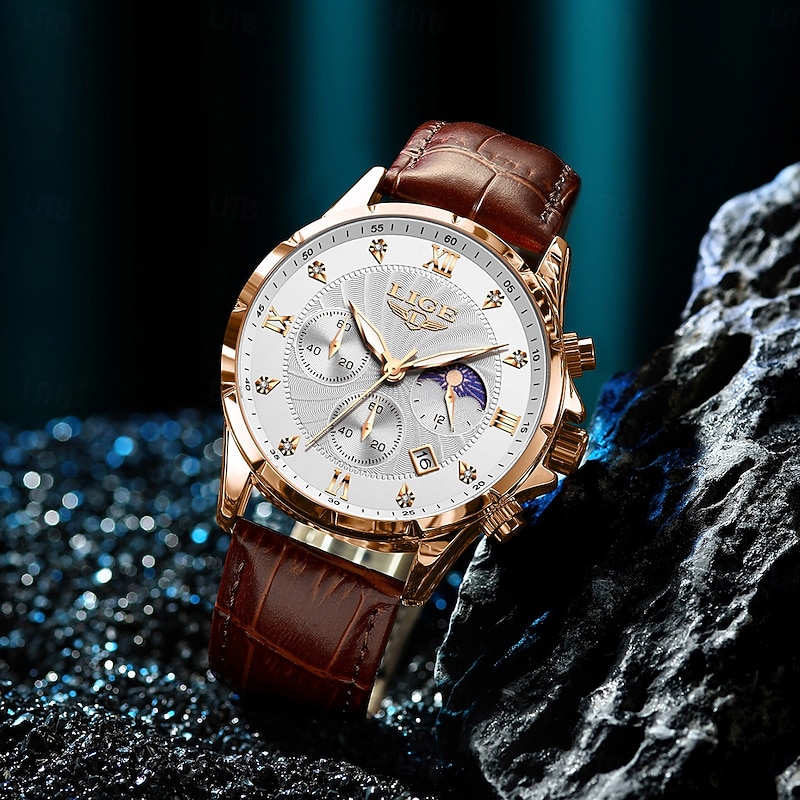 LIGE Men Quartz Watch Business Calendar Stainless Steel Watch3