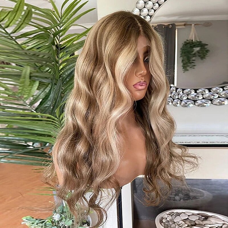 Unprocessed Virgin Hair 13x4 Lace Front Wig Middle Part Brazilian Hair Wavy Blonde Brown Multi-color Wig 130% 150% Density Highlighted / Balayage Hair Natural Hairline Glueless Pre-Plucked For Women3
