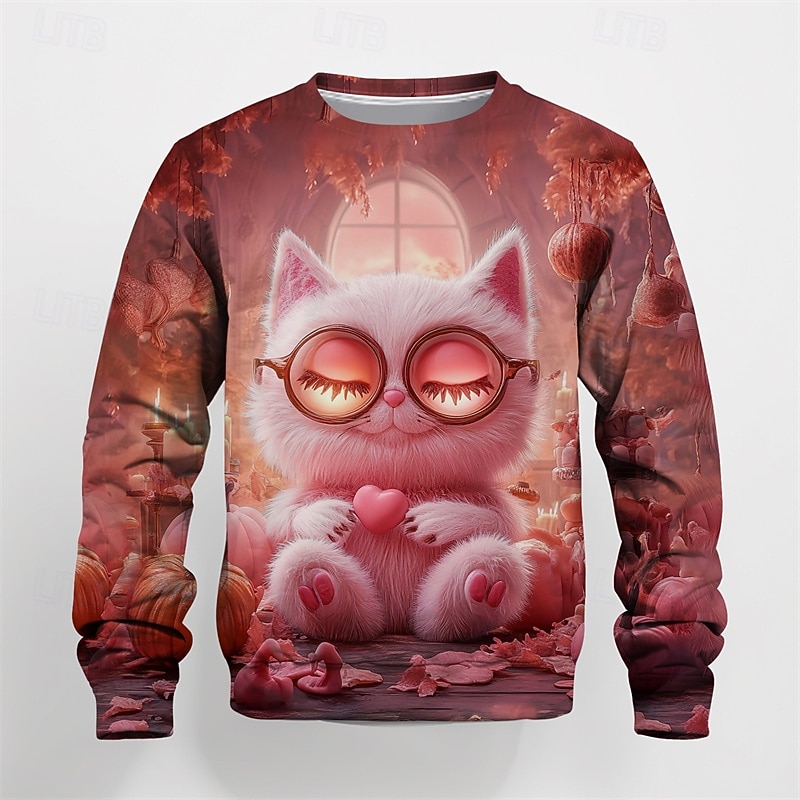 Girls' 3D Graphic Cartoon Sweatshirt Long Sleeve Spring Fall Fashion Basic Kids 4-12 Years Crew Neck Outdoor Casual Daily Regular Fit