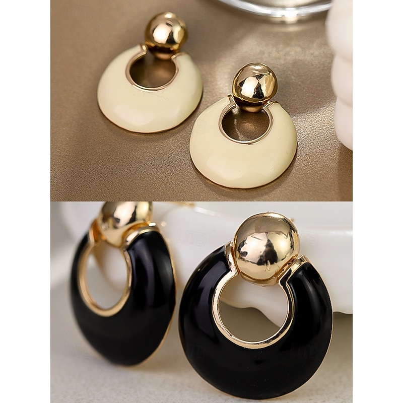 Chic Gold and Ivory Hoop Earrings – Modern Statement Earrings for Women, Perfect for Casual and Formal Occasions4