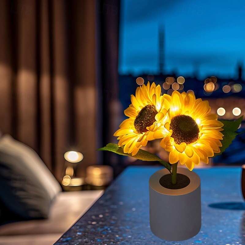 Artificial Sunflower Night Light, Rechargeable LED Decorative Lamp for Home, Bedroom, Creative Night Lights for Kids, Friend Birthday, Holiday Gift3