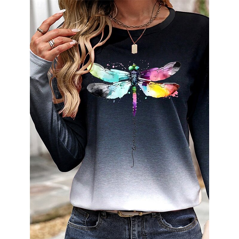 Women's 100% Cotton T shirt Tee Daily Weekend Casual Navy Blue Fall Winter3