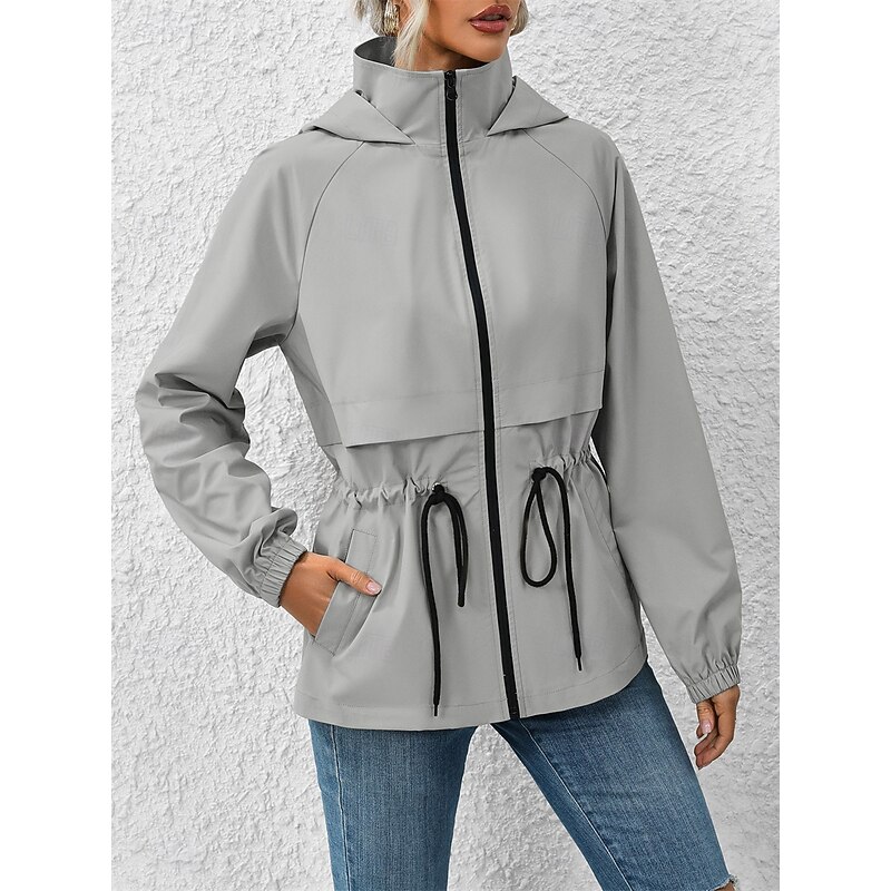 Women's Casual Jacket Outdoor Street Daily Wear Fall Winter Regular Coat Regular Fit Waterproof Windproof Breathable Stylish Casual Jacket Long Sleeve Plain with Pockets Full Zip Black White Coffee2