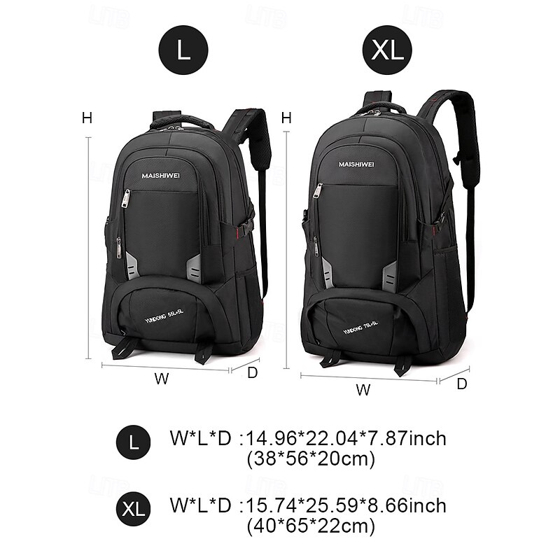 Men's Large Capacity School and Travel Backpack – 55L Water-Resistant Multi-Compartment Bag for High School, College, Hiking, or Commuting4
