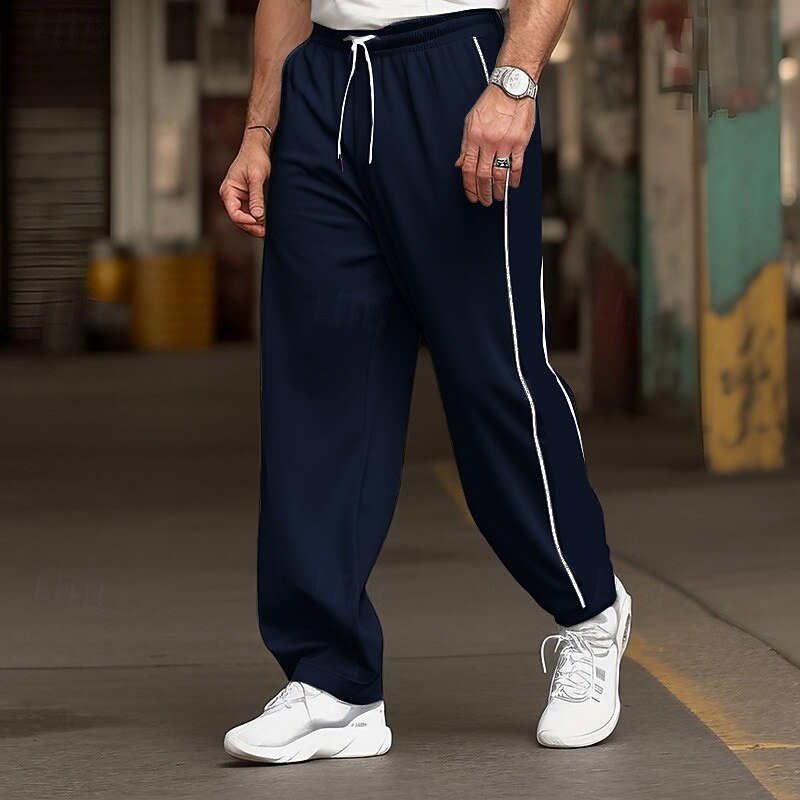 Men's Sweatpants Joggers Trousers Straight Leg Sweatpants Drawstring Elastic Waist Straight Leg Plain Comfort Breathable Casual Daily Holiday Sports Fashion Dark Blue Gray