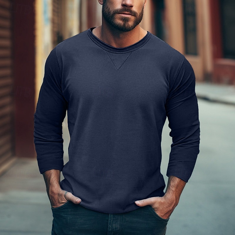 95% Cotton Men's T shirt Tee Tee Top Long Sleeve Shirt Plain Crewneck Street Vacation Long Sleeve Classic Style Clothing Apparel Fashion Designer Basic Tee2