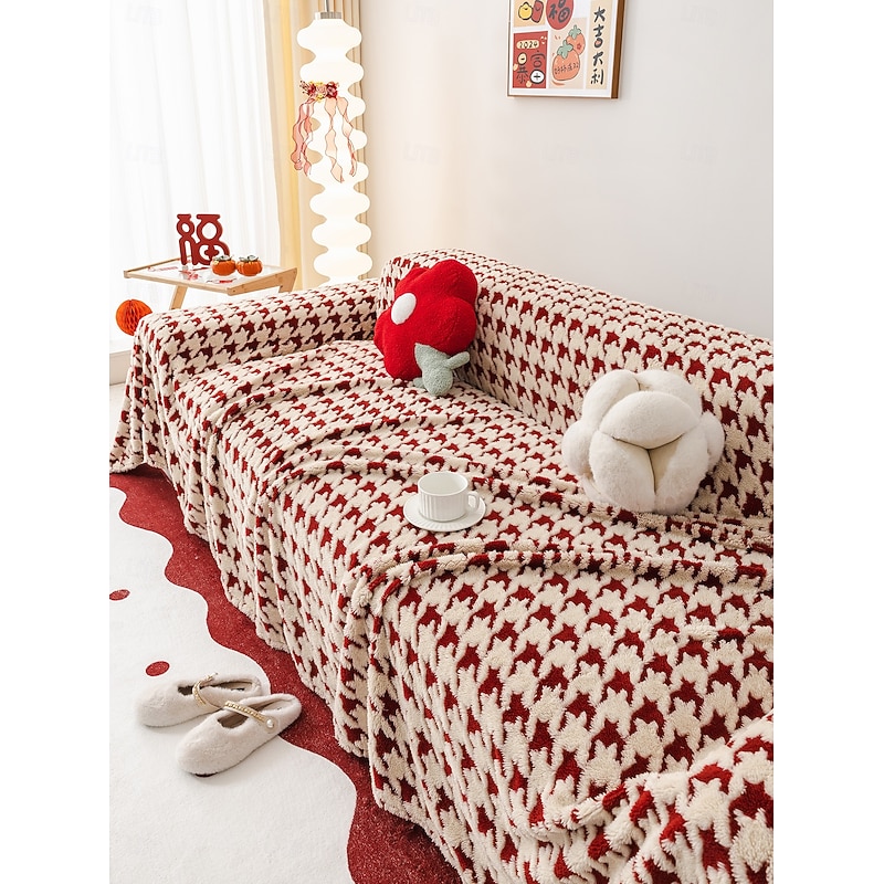 Plush Sofa Cushion and Waffle Sofa Blanket Four Seasons Universal Chenille Non-Slip Sofa Cushion Stylish and Comfortable Solid Color Cover Ideal for Enhancing Your Living Room Decor