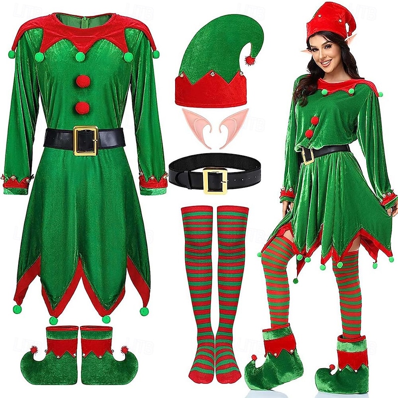 Elf Fancy Christmas Dress Santa Suits Cosplay Costumes Men's Women's Boys' Girls' Christmas Kid's Adults' Christmas New Year Christmas Eve Christmas New Year Eve Costume