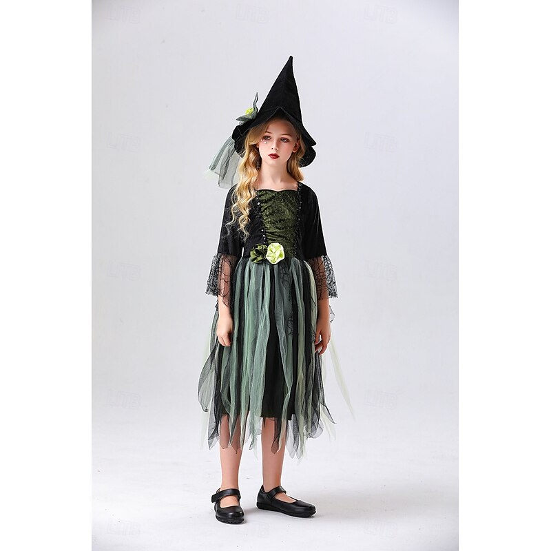 Witch Halloween Dress Cosplay Costume Walpurgis Night Cosplay Kid's Girls' Carnival Masquerade Mardi Gras Performance Party Halloween Easy Halloween Costumes Dress Up3