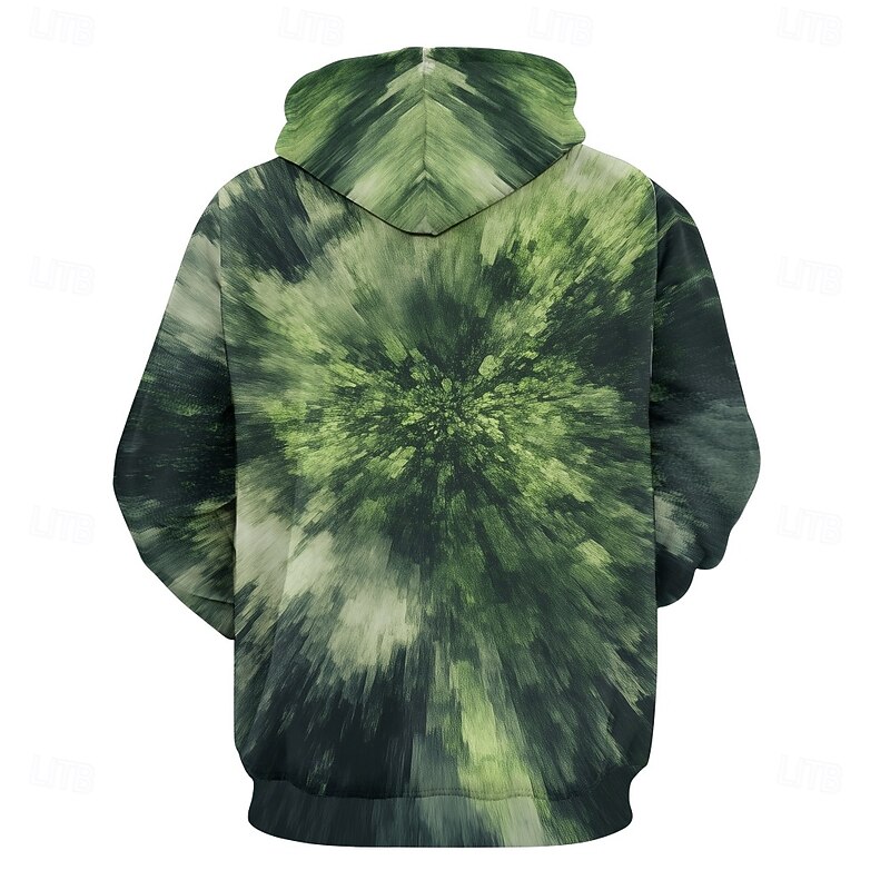 Men's Graphic Hoodie Hoodies Sweatshirt Vacation Daily Long Sleeve Hooded Vacation Sports Outdoor Going out Green Printing Winter Spring &  Fall Designer3