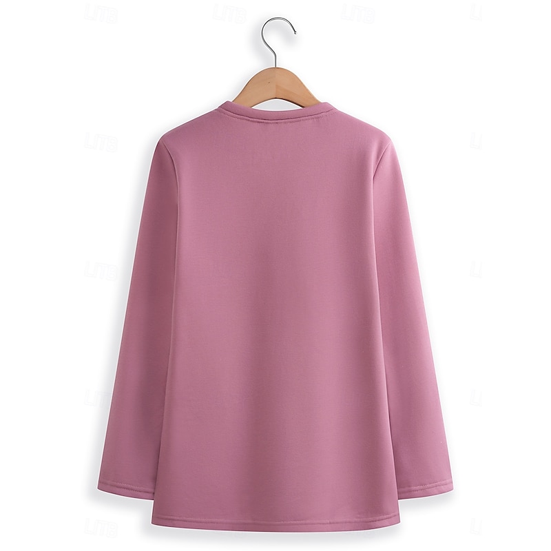 Women's Elegant Warm Fashion Two Piece Sets Tracksuit Pants Sets Long Sleeve Bishop Sleeve Crew Neck Round Neck Graphic Animal Letter Print Outdoor Vacation Daily Pink Dark Pink Red Spring Regular Fit2