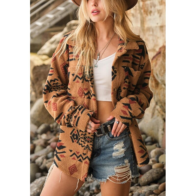 Women's Blouse Stylish Modern Long Sleeve Regular Tops Shirt Collar Work Daily Camel Spring Fall Winter4