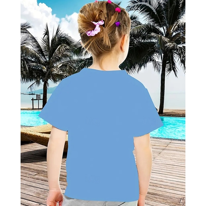 Girls' 3D Graphic Animal Dog T shirt Tee Short Sleeve Summer Spring Fashion Basic Kids 4-12 Years Crew Neck Outdoor Casual Daily Regular Fit4