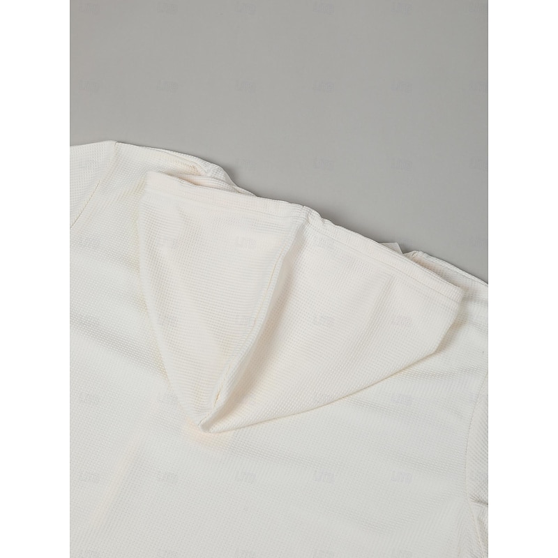 Men's Waffle Shirt T Shirt Tee Top Long Sleeve Shirt Long Sleeve Hooded Spring &  Fall Plain Fashion Designer Basic Hooded Vacation Street Going out White Top Tee for Men4