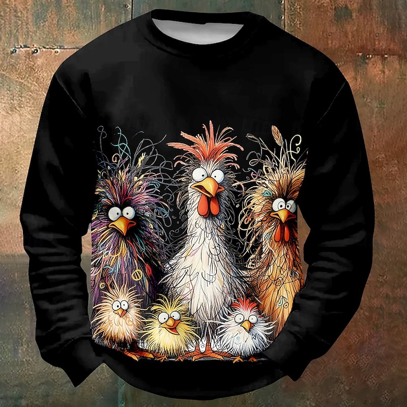 Halloween Men's Chicken Sweatshirts Sweatshirt Long Sleeve Sweatshirt Crew Neck Funny 3D Printing Party Halloween Holiday Crewneck Winter Spring &  Fall4