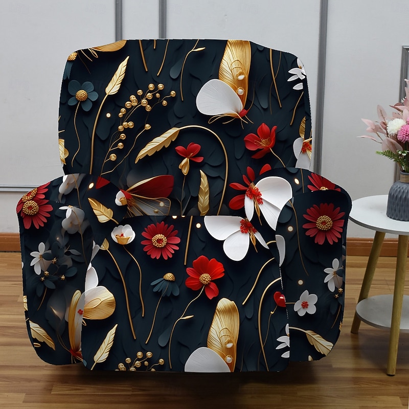 Floral Recliner Chair Cover with Geometric Print Slipcovers Stylish and Stretchy Furniture Protector for Living Room Decor Refresh Your Recliner with a Modern and Elegant Design4