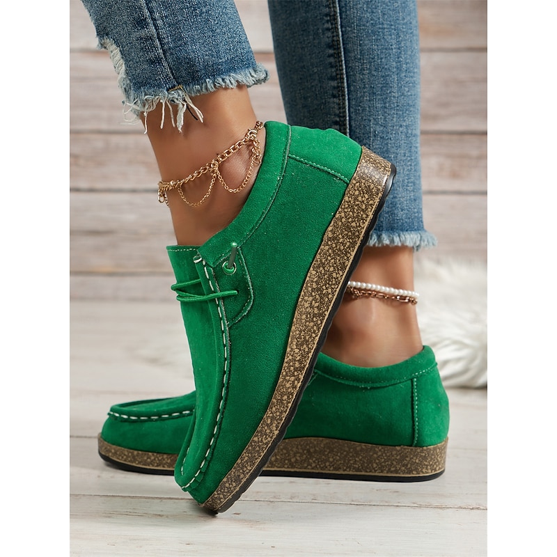 Women's Casual Grey Faux Suede Moccasins with Lace-Up Design and Cushioned Sole – Comfortable Loafers for Everyday Wear 19