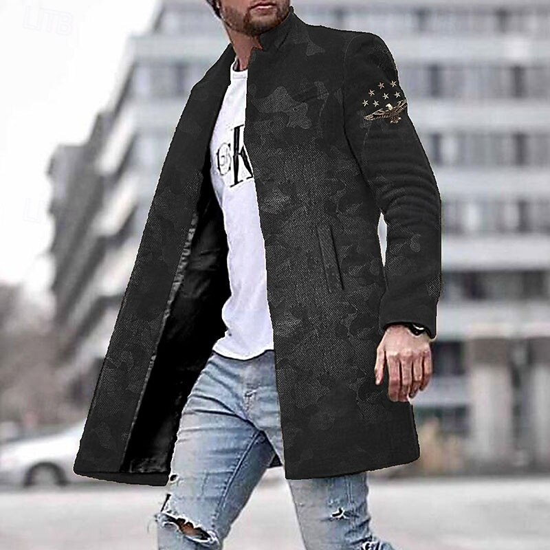 Men's Winter Coat Overcoat Coat Daily Wear Vacation With Pockets Print Front Pocket Fall & Winter Camo Streetwear Sport Turndown Regular Red Blue Purple Green Gray Jacket3