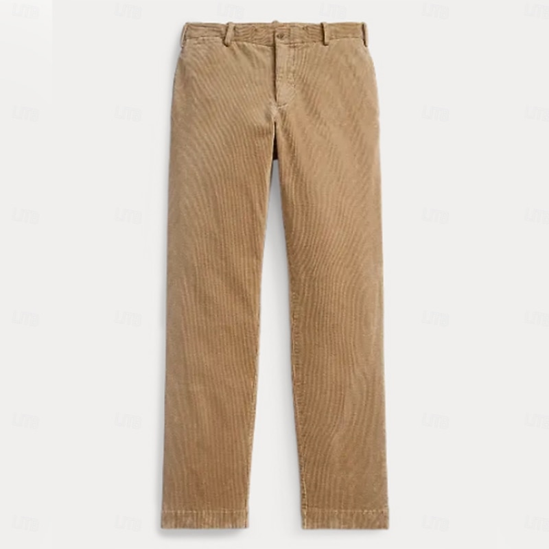 Men's Dress Pants Corduroy Pants Winter Pants Chinos Solid Color Full Length Formal Wedding Outdoor Elegant Vacation Khaki Micro-elastic3