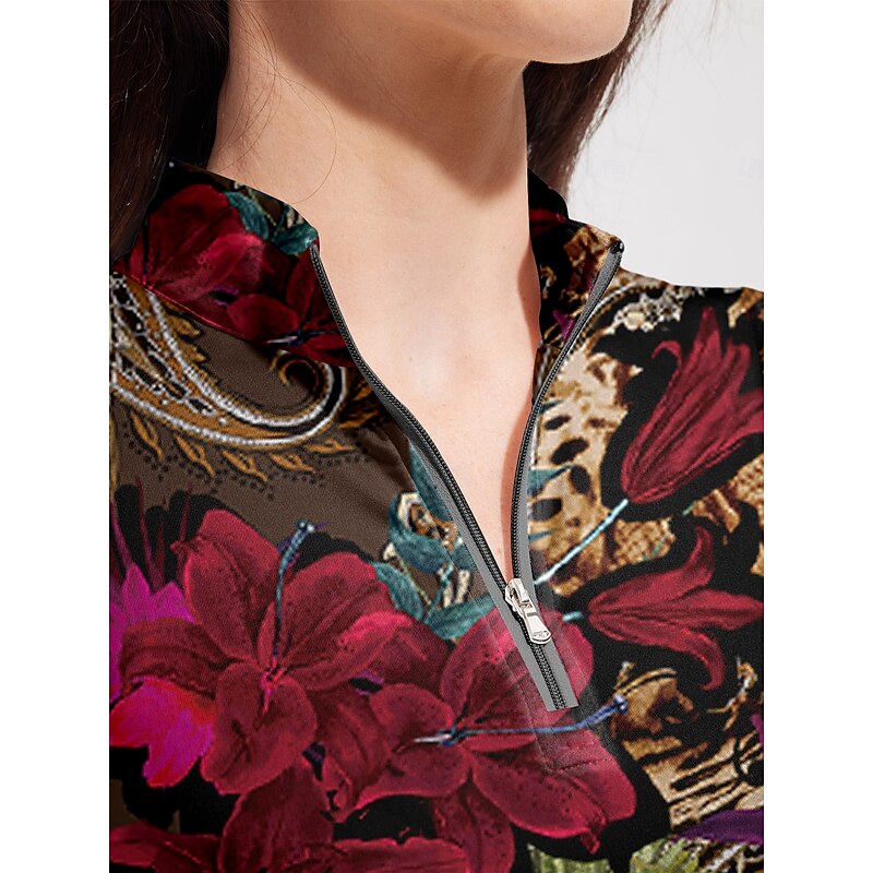 Women's Golf Polo Shirt Wine Red Long Sleeve Top Ladies Golf Attire Clothes Outfits Wear Apparel3