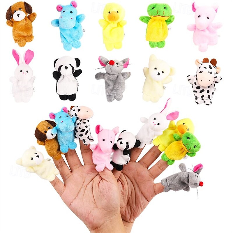 10Pcs Finger Puppets Set - Soft Plush Animals Finger Puppet Toys for Kids Mini Plush Figures Toy Assortment for Boys & Girls Party Favors for Shows Playtime Schools4