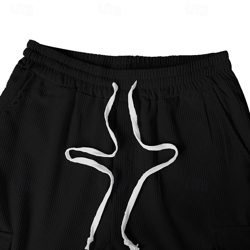 Men's Cargo Pants Corduroy Pants Trousers Straight Leg Sweatpants Elastic Waist Drawstring Multi Pocket Plain Wearable Outdoor Daily Camping & Hiking Fashion Classic Black Army Green2