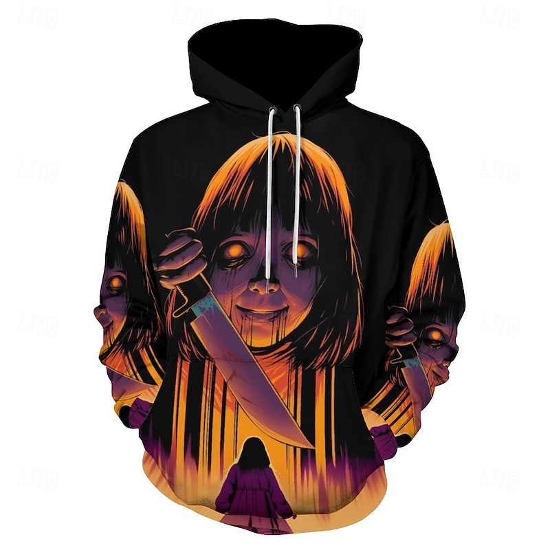 Horror Movie Killer Hoodie Pullover Halloween 3D Front Pocket Graphic For Couple's Men's Women's Adults' Halloween Carnival Masquerade 3D Print Party Casual Daily2