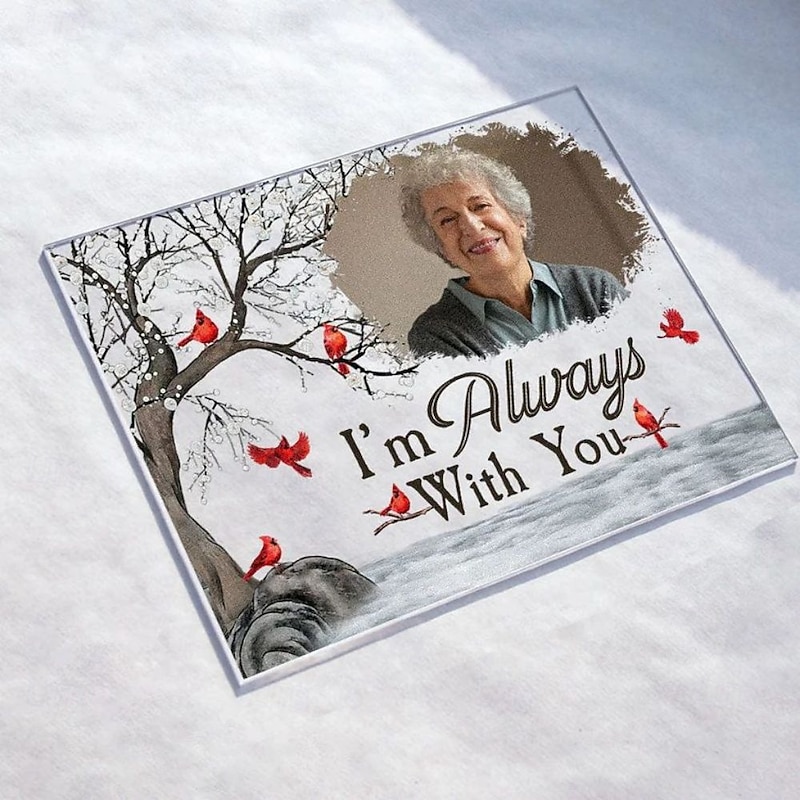 Personalized Acrylic Photo Plaque with Base Custom Memorial Gifts Missing You Photo Frames Plaque I'm Always With You Picture Frame - Memory of Mother Father Grandma Grandpa 20*15cm (8*6)2