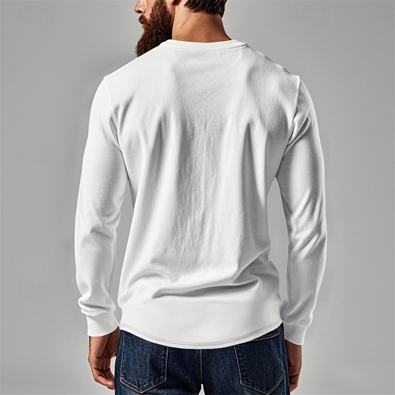Men's T Shirt Henley Shirt Tee Tee Top Long Sleeve Henley Spring &  Fall Plain Fashion Designer Basic Buttons Vacation Street Going out Black White Sky Blue Top Tee for Men2