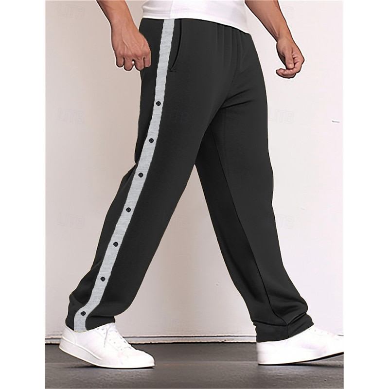 Men's Sweatpants Wide Leg Sweatpants Trousers Pocket Drawstring Elastic Waist Color Block Comfort Sports Outdoor Daily Fashion Casual Black White Micro-elastic2