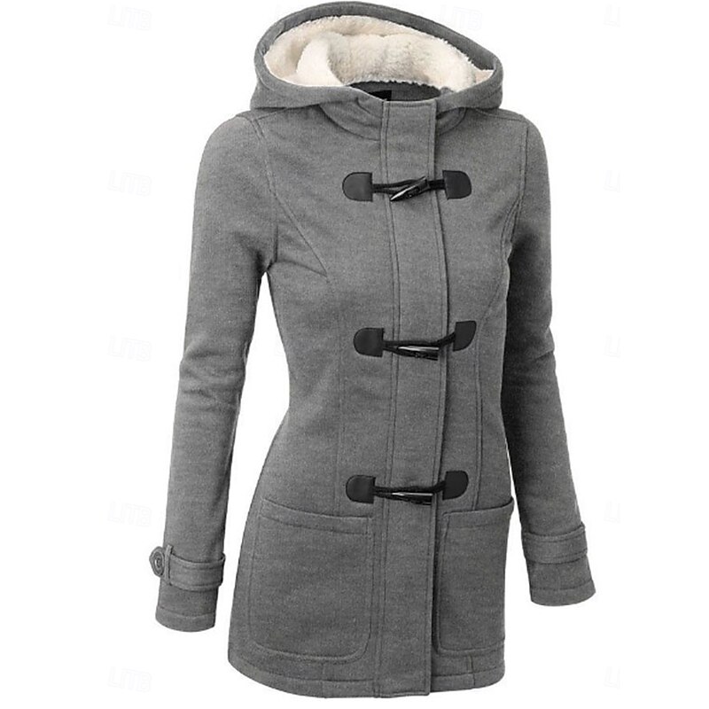 Women's Hoodie Jacket Warm Breathable Pocket Casual Street Style Solid Color Vacation Street Daily Wear Going out Single Breasted Hoodie Regular Fit Long Sleeve Outerwear Black Light Grey Dark Grey3