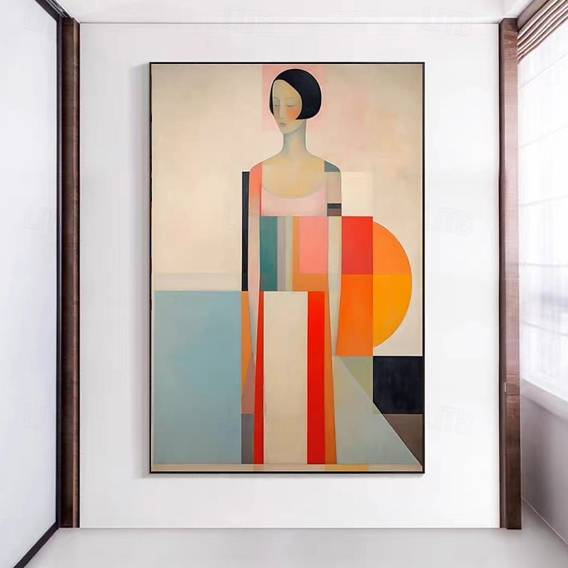 Minimalist Geometry Woman Original Abstract Oil Painting on Canvas Hand-painted Wall Art Modern Home Decoration Contemporary Art No Frame3