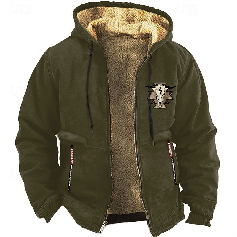 Men's Cowboy Deer Sweatshirt Long Sleeve Sweatshirts  Hooded Vintage Western Style Vacation Going out Fall & Winter Black Brown Green Clothing Apparel Designer Graphic Print S M L XL XXL XXXL4