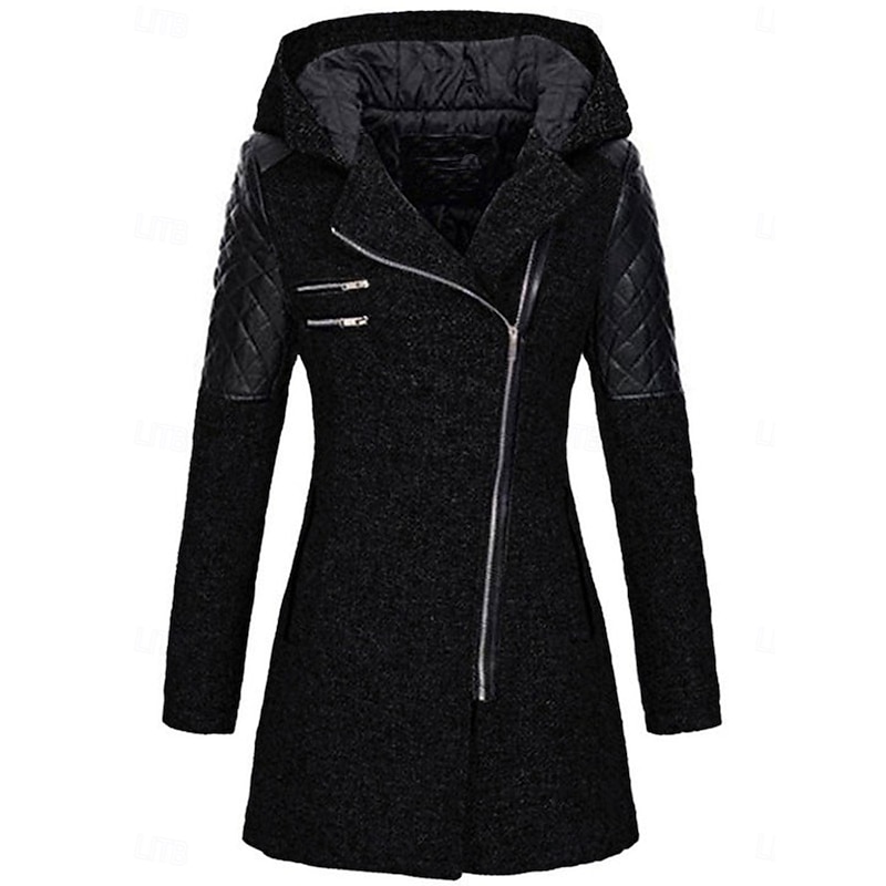 Women's Coat Trench Coat Street Daily Wear Vacation Fall Winter Long Coat Regular Fit Warm Breathable Stylish Casual Street Style Jacket Long Sleeve Plain with Pockets Black Wine Blue4